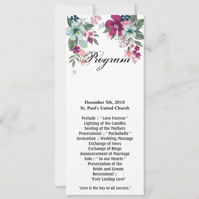 Tarjetas de programa 4x9.25 Flor tropical en blanc (Anverso)