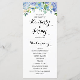 Tarjetas de Programa de Boda de Hortensia Azul