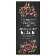 tarjetas de programa de boda de pizarra floral