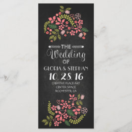 tarjetas de programa de boda de pizarra floral