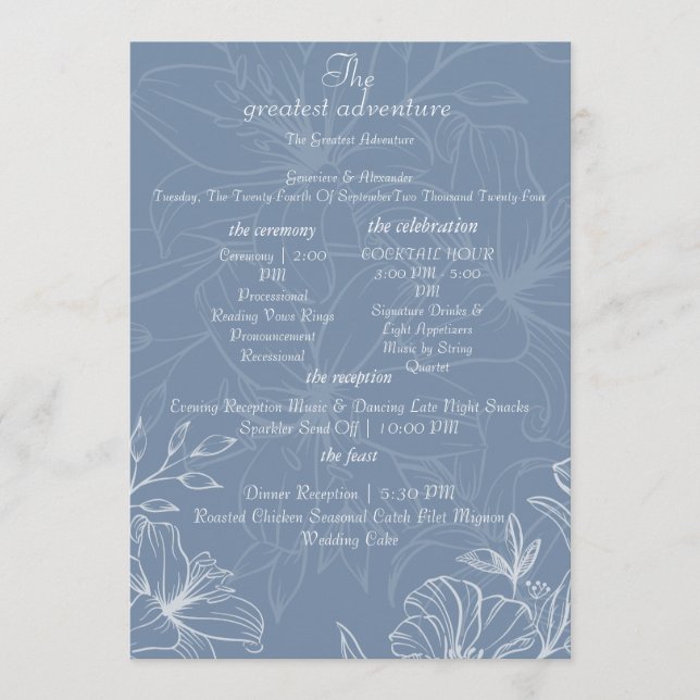 Tarjetas de Programa de Boda Floral Lirio Blanco A (Anverso)