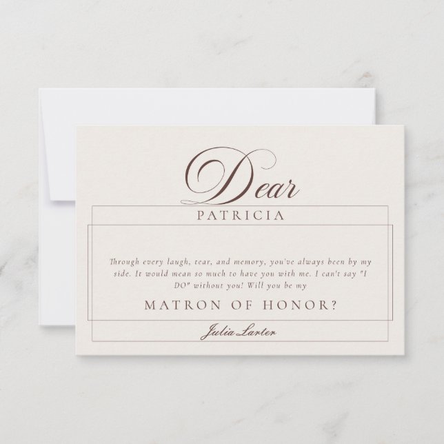 Tarjetas de propuesta de dama de honor de marfil m (Anverso)