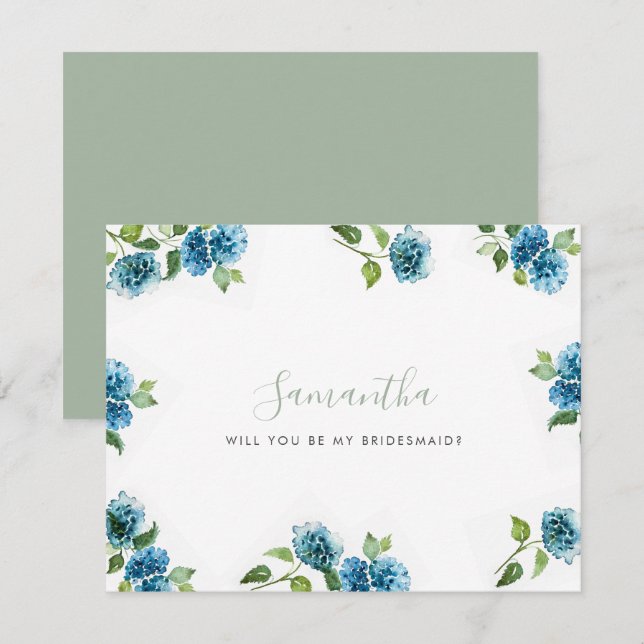 Tarjetas de Propuesta de Dama de Honor Hortensia A (Anverso / Reverso)