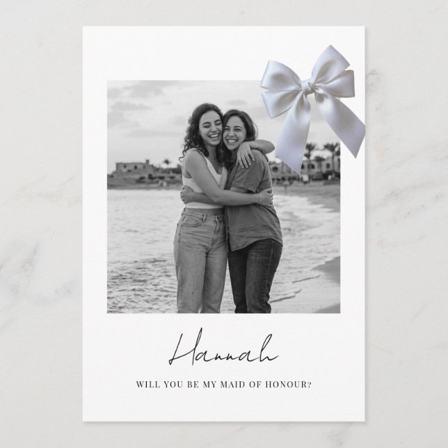 Tarjetas de propuesta de foto de dama de honor o d (Anverso)