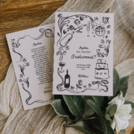 Tarjetas de propuesta de la dama de honor dibujada