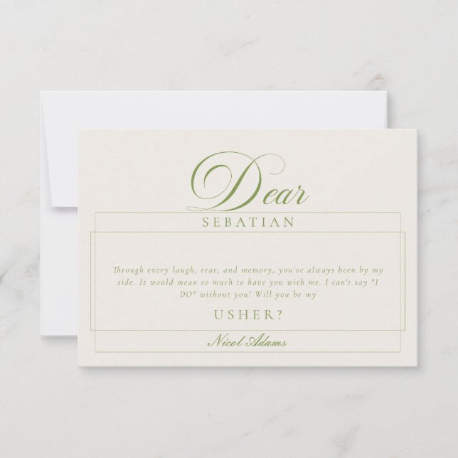 Tarjetas de propuesta de matrimonio para ujier de  (Anverso)