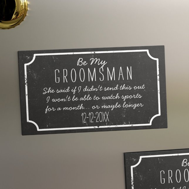 Tarjetas de propuesta magnética de petición de Gro (if you have a lot of groomsmen - here's a 25 pack of mini proposal cards. Just add your details)