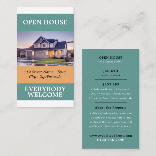 Tarjetas de publicidad para la casa abierta de Rea (Anverso / Reverso)