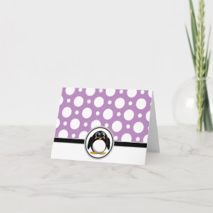 Tarjetas de Punto Púrpura de Pingüino Adorable per