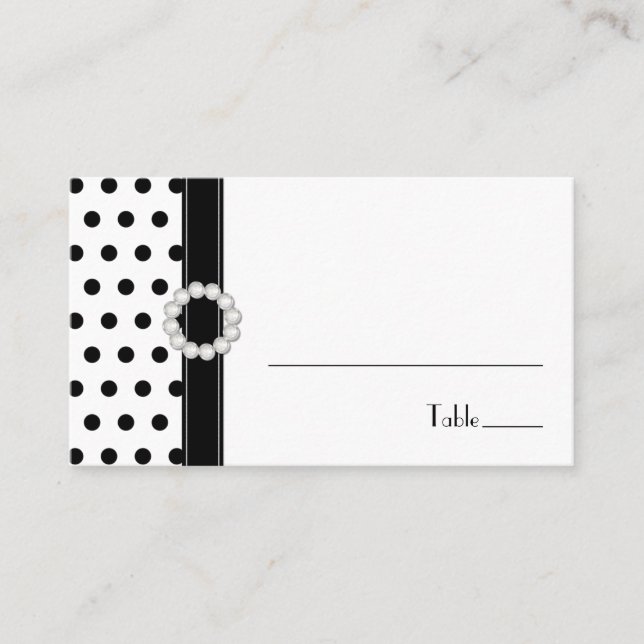 Tarjetas de puntos de polka blanco y negro (Anverso)