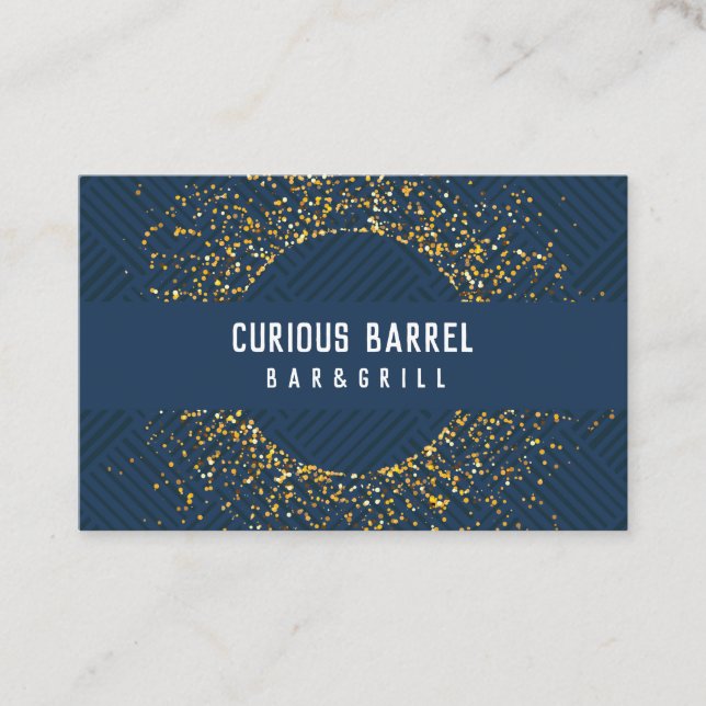 Tarjetas de Purpurina de oro azul personalizadas (Anverso)