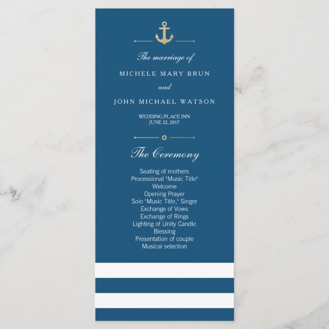 Tarjetas de rack de programas nautiales rayadas en (Anverso)