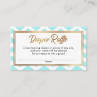 Tarjetas de Raffle Aqua & White Chevron Diaper