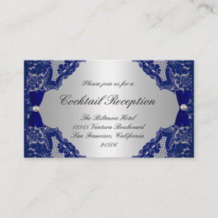 Tarjetas de recepción azul y plata de la Marina