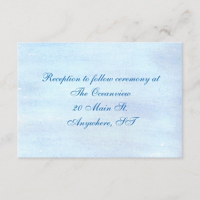 Tarjetas de recepción "Blue Watercolor" (Anverso)