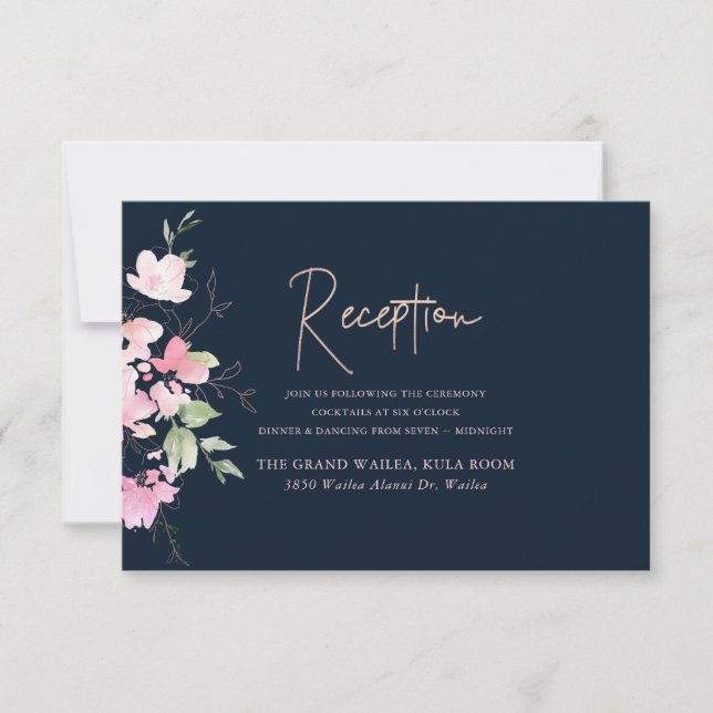 Tarjetas de Recepción de Acuarela de Romance Sonro (Anverso)