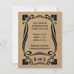 Tarjetas de recepción de boda Art Déco negras de a