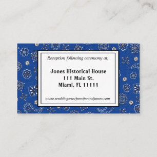 Tarjetas de recepción de boda Blue Bandana