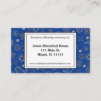 Tarjetas de recepción de boda Blue Bandana