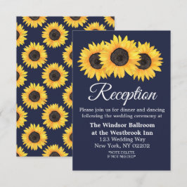 Tarjetas de recepción de boda con girasoles campes