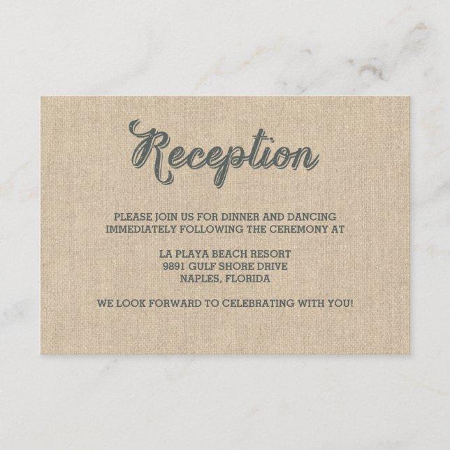 Tarjetas de recepción de boda con hojas de palma (Anverso)