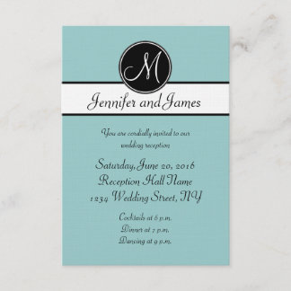 Tarjetas de Recepción de Boda con Monograma Azul N