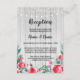 Tarjetas de Recepción de Boda con Rosa Roja y Flor