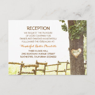 tarjetas de recepción de boda de árbol de amor en 