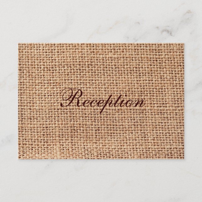 Tarjetas de recepción de boda de arpillera de camp (Anverso)