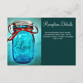 Tarjetas de recepción de boda de campo Blue Mason 