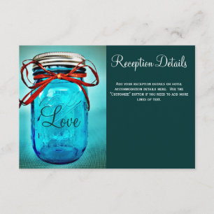 Tarjetas de recepción de boda de campo Blue Mason 