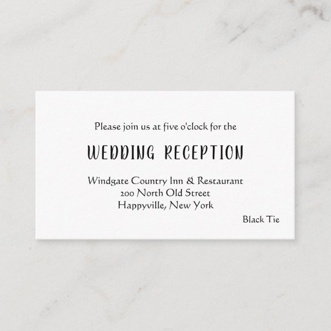 Tarjetas de Recepción de Boda de Corbata Negra (Anverso)