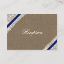 Tarjetas de recepción de boda de encaje azul marin