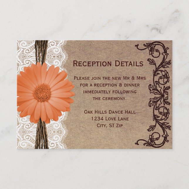 Tarjetas de recepción de boda de flores de margari (Anverso)