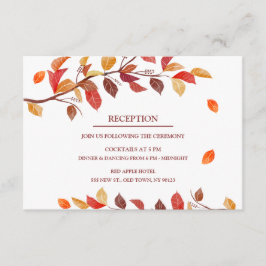 Tarjetas de recepción de boda de hojas de otoño