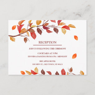 Tarjetas de recepción de boda de hojas de otoño