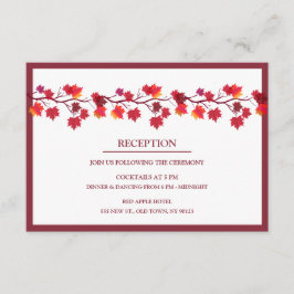 Tarjetas de recepción de boda de hojas de otoño de