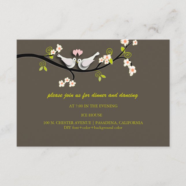 Tarjetas de recepción de boda de palomas/Adjuntos/ (Anverso)