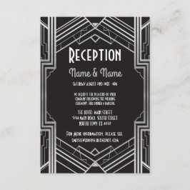 Tarjetas de recepción de boda de plata con estilo