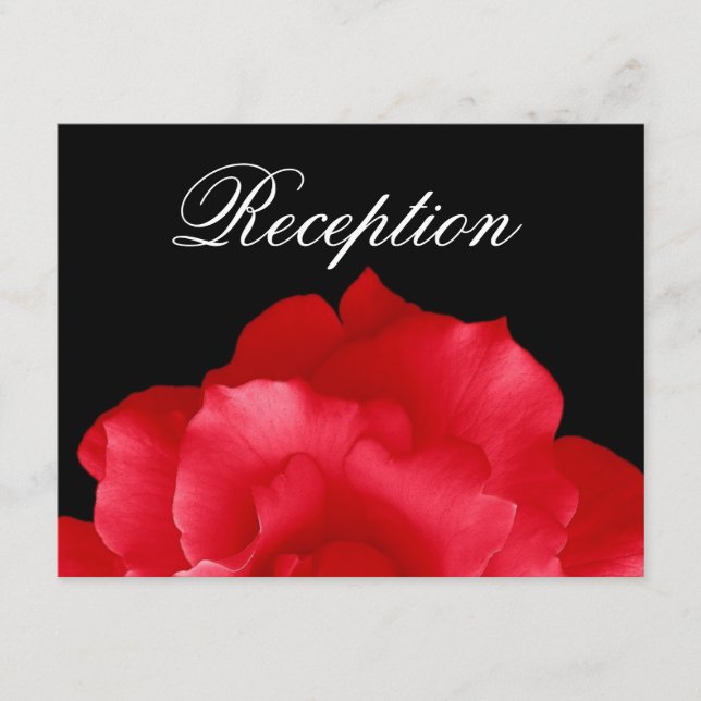 Tarjetas de recepción de boda de rosa roja elegant (Anverso)