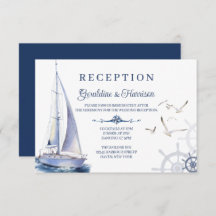 Tarjetas de recepción de boda de yate de vela náut