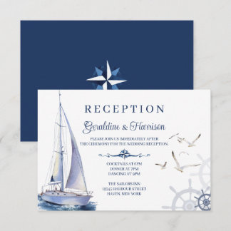 Tarjetas de recepción de boda de yate de vela náut
