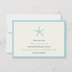 Tarjetas de Recepción de Boda Estrella de Mar Agua
