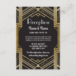 Tarjetas de recepción de boda Gatsby Art Deco Gold