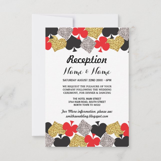 Tarjetas de recepción de boda Las Vegas Casino Par (Anverso)