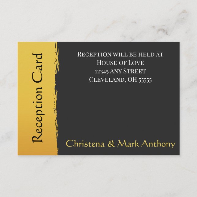 Tarjetas de Recepción de Boda Midnight Gold (Anverso)