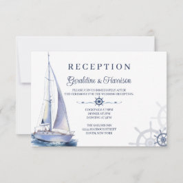 Tarjetas de recepción de boda náutica elegante