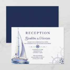 Tarjetas de recepción de boda náutica elegante