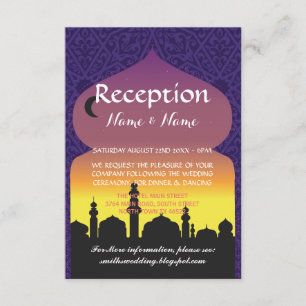 Tarjetas de recepción de boda Noches Árabes Púrpur
