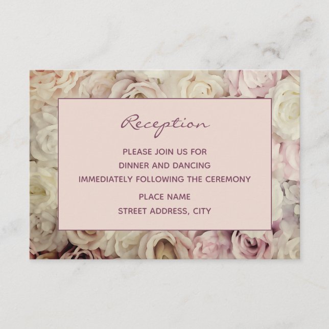 Tarjetas de recepción de boda rosada con Rosa de o (Anverso)